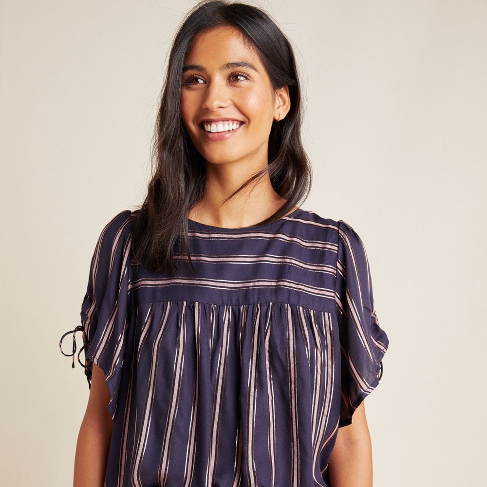 Anthropologie Cameron Tie-Sleeve Top